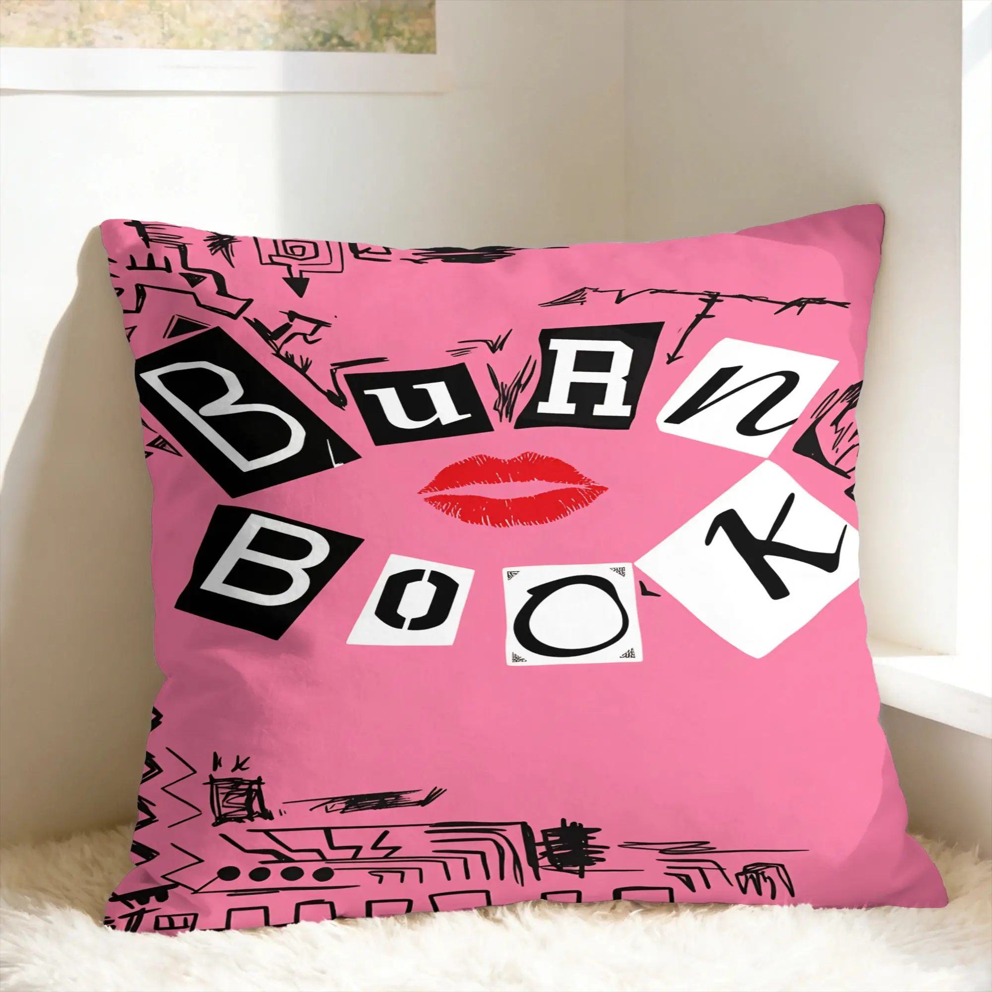 M-Mean Girls B-Burn Book Pillow Cover  Custom Cushion Cover Vintage Pillow Case For Sofa Bedroom Home Decor