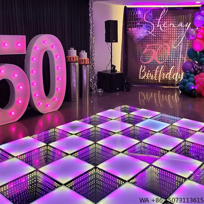 

Красивый свадебный танцпол с романтическим светодиодным подсветкой в виде звездного неба для праздничных мероприятий