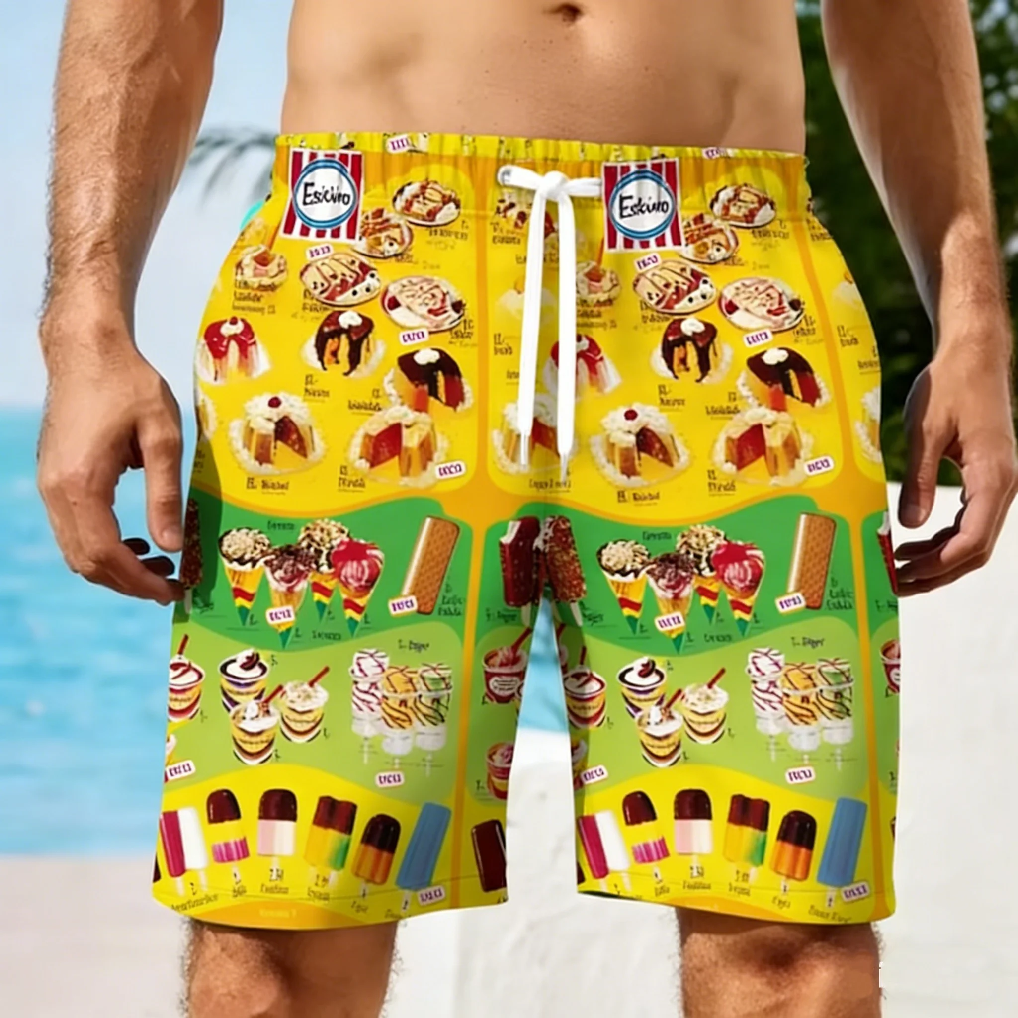 

New Men's Harajuku Shorts Sweet Ice Cream Graphic Men Women Beach Shorts Street Hip Hop 3D Printing Summer Hawaii Holiday Part