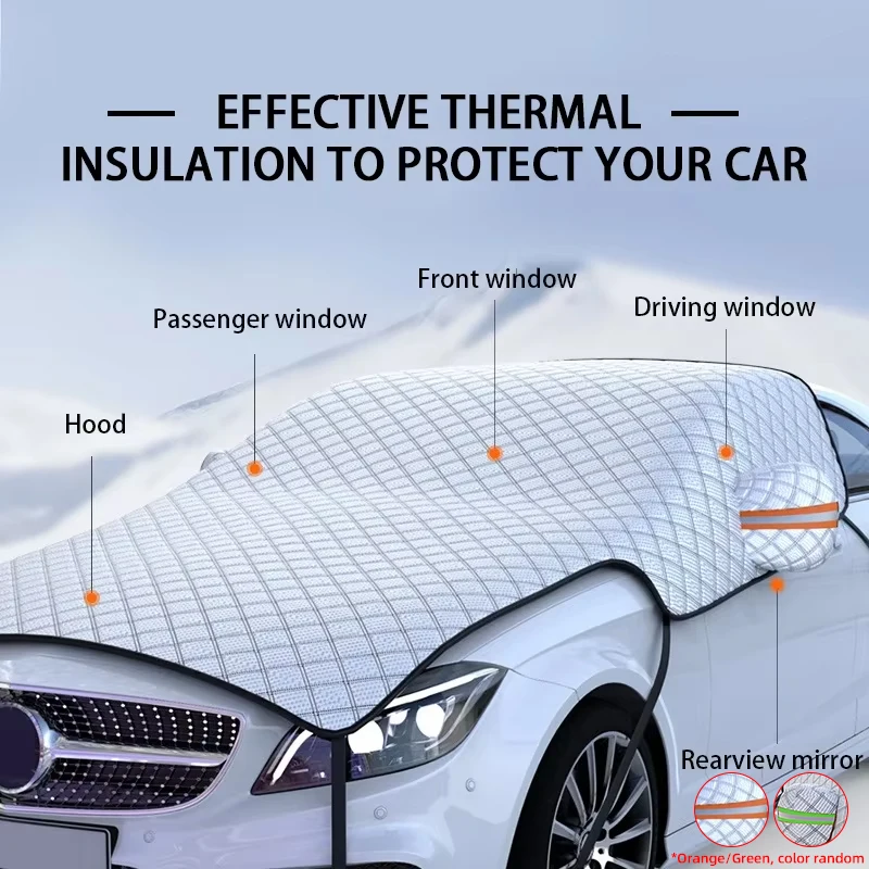 Grande couverture de neige améliorée pour fenêtre de voiture, pare-brise avec couvercle de capot, universelle pour berline/SUV/Hatchback, Protection automobile d'hiver