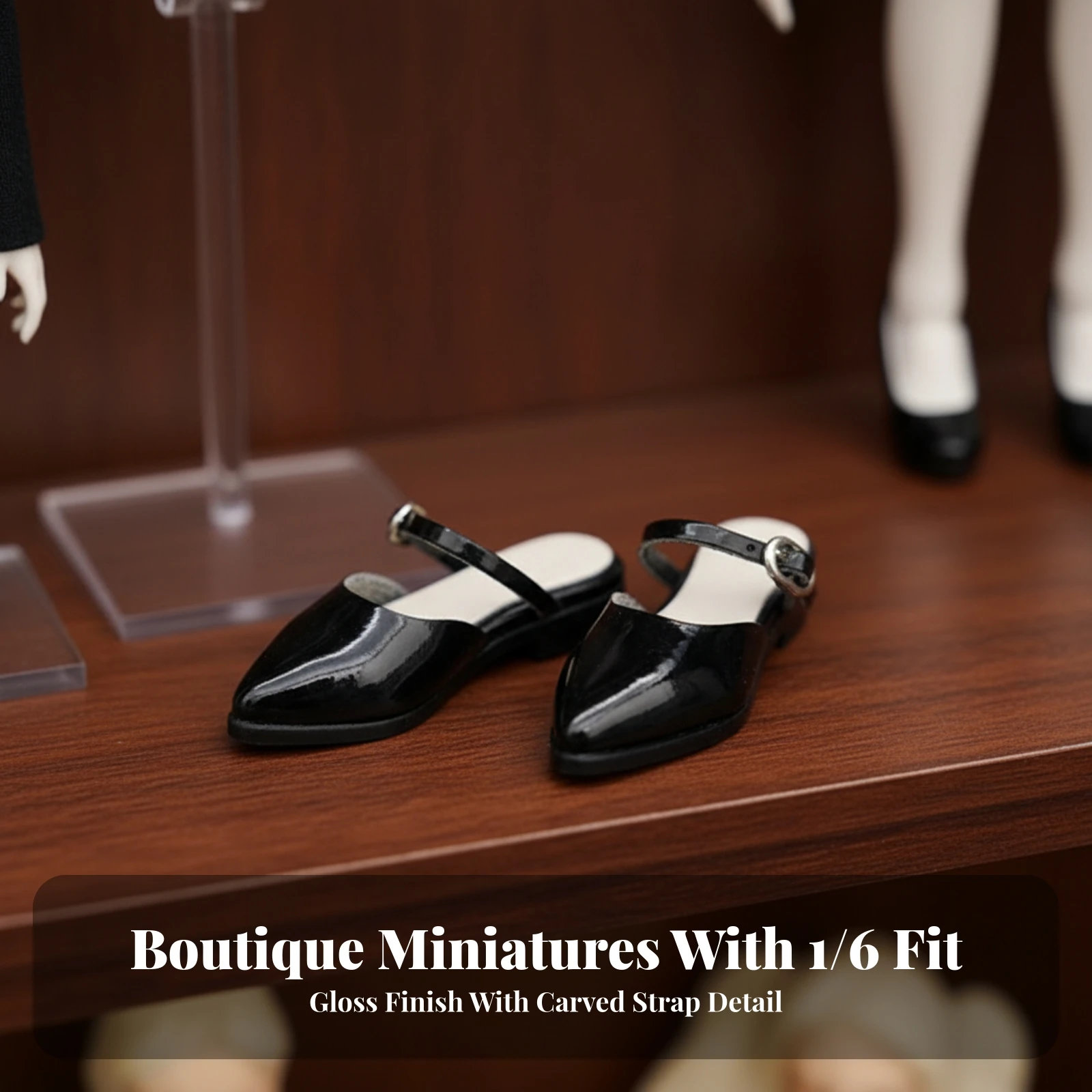 Doll Flats High-Quality Doll Shoes with Clasp Footwear Shoes Lifelike Shoe Model Glossy for Action Figure Customizers