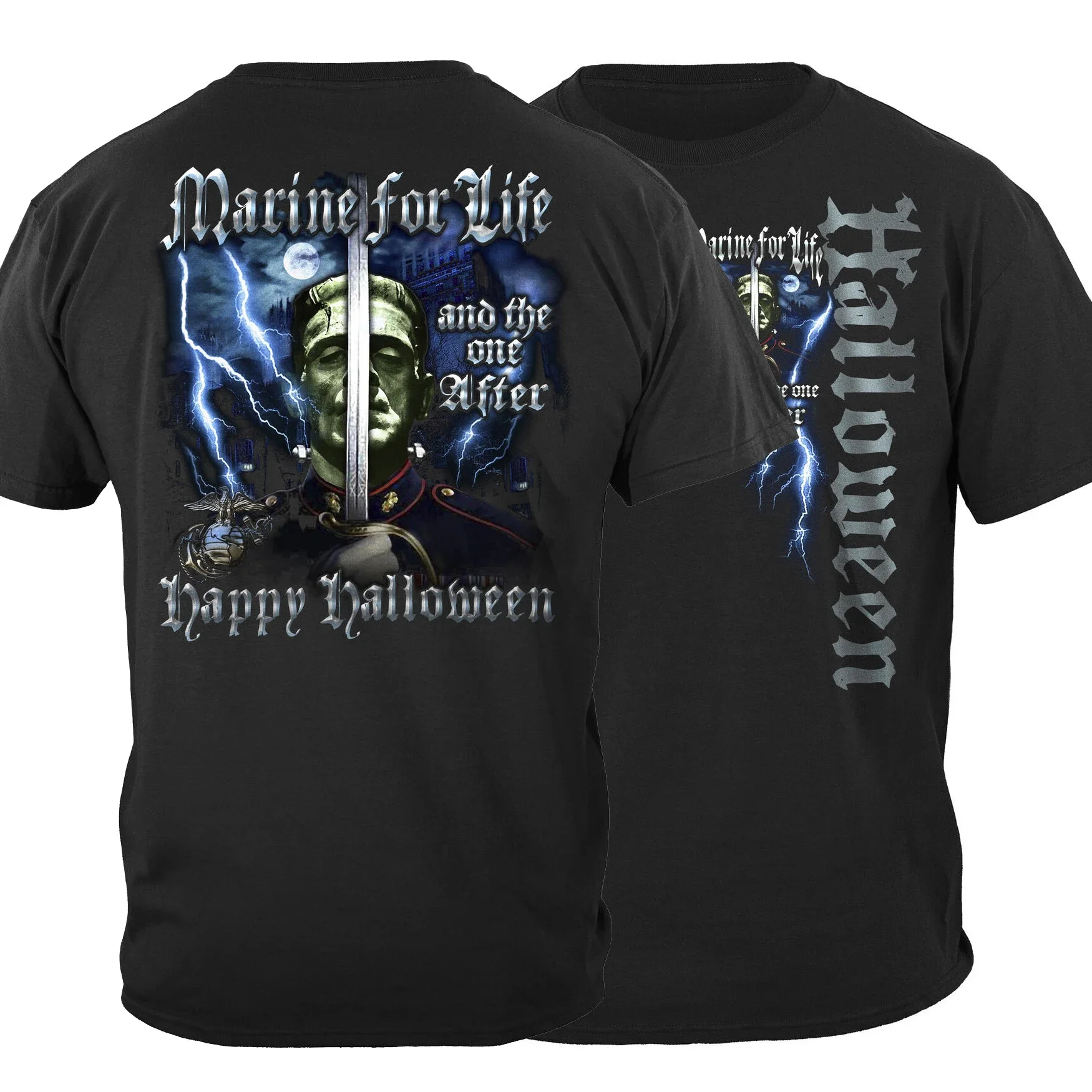 

US Marine Corps USMC Halloween Marine T-Shirt 100% Cotton O-Neck Summer Short Sleeve Casual Mens T-shirt Size S-3XL