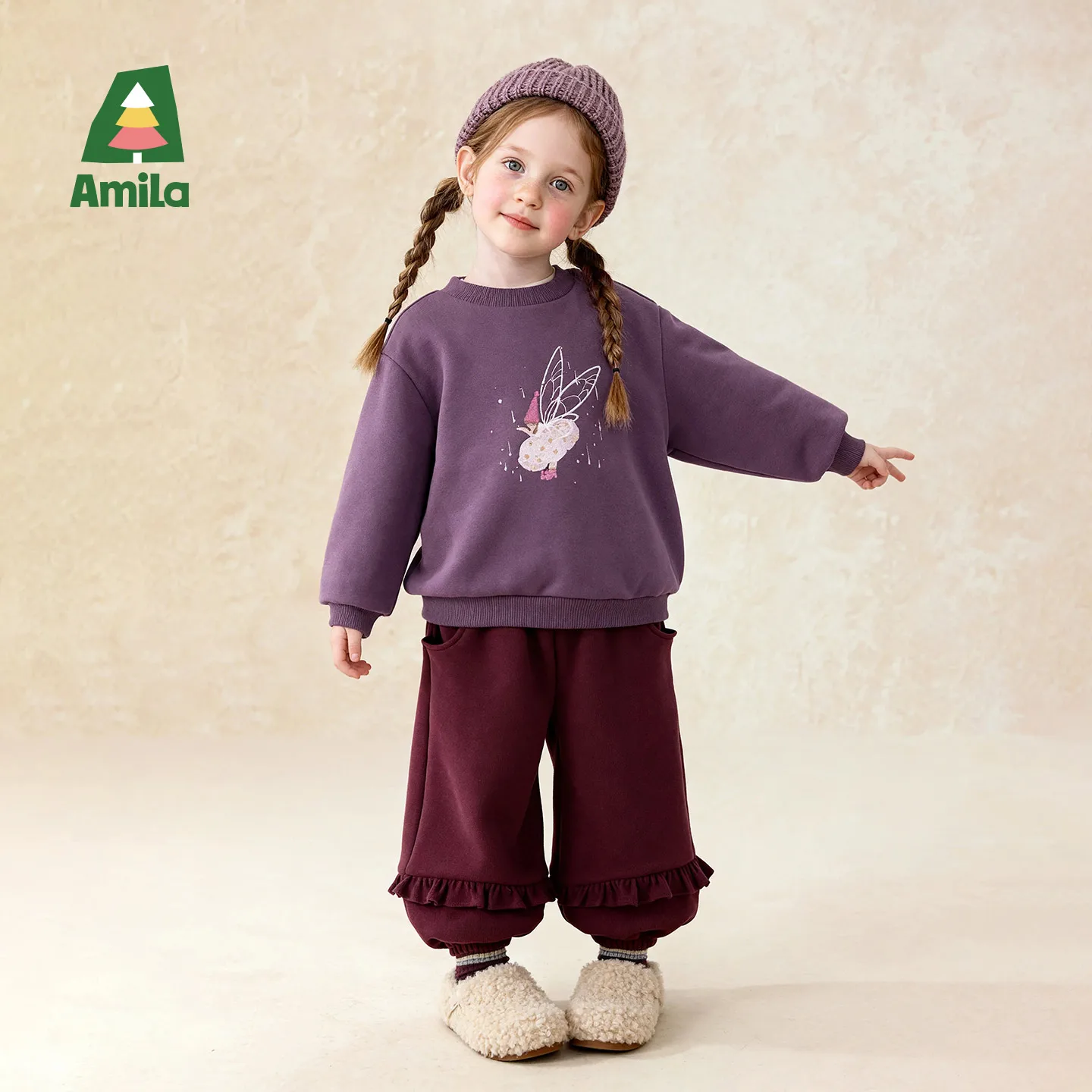 

Детские зимние повседневные детские брюки Amila с рюшами по краю и завязками на щиколотке, утолщенные, теплые, удобные и облегающие кожу