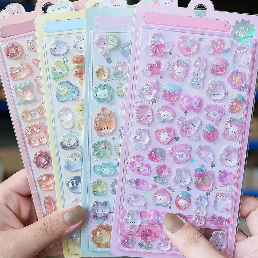 

Cartoon 3D Relief Drop Stickers Cute Animals Candy Ghost Scrapbooking Diy Journal Stationery Sticker Deco School Office Supplies