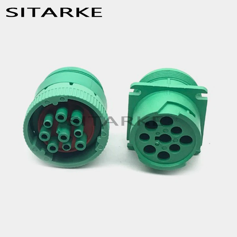 1 Set 9 Pin HD16-9-1939S HD10-9-1939P Deutsch Green Circular Aviation Female Male Connector For Track J1939 HD16-9-1939S-P080