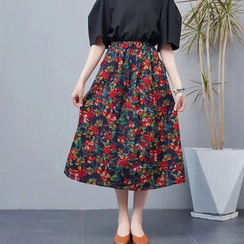 التنانير النسائية الصيفية الكلاسيكية موضة مريحة الكورية نمط ألف خط مزاجه خمر Mujer Faldas كل مباراة الجمالية فام