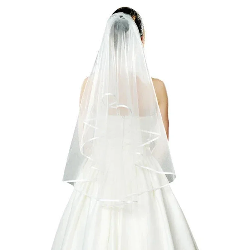 

New Arrival Short Tulle Wedding Veils Two Layer With Comb Simple White Ivory Bridal Veil for Bride Marriage Accessories