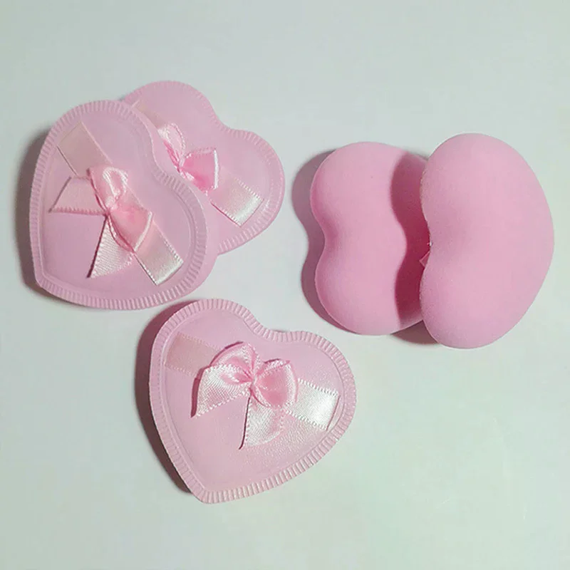 2/5Pcs Heart Bow Makeup Powder Puffs Dry Wet Use Soft Cotton Candy Air Cushion Puff Portable Face Cosmetic Foundation Powder