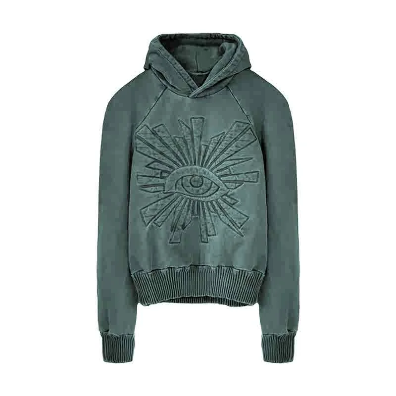 High Street House of Errors Eye of Truth Print Hooded Sweatshirts Y2k Clothes Casual Sweaters for Men Clothing Streetwear