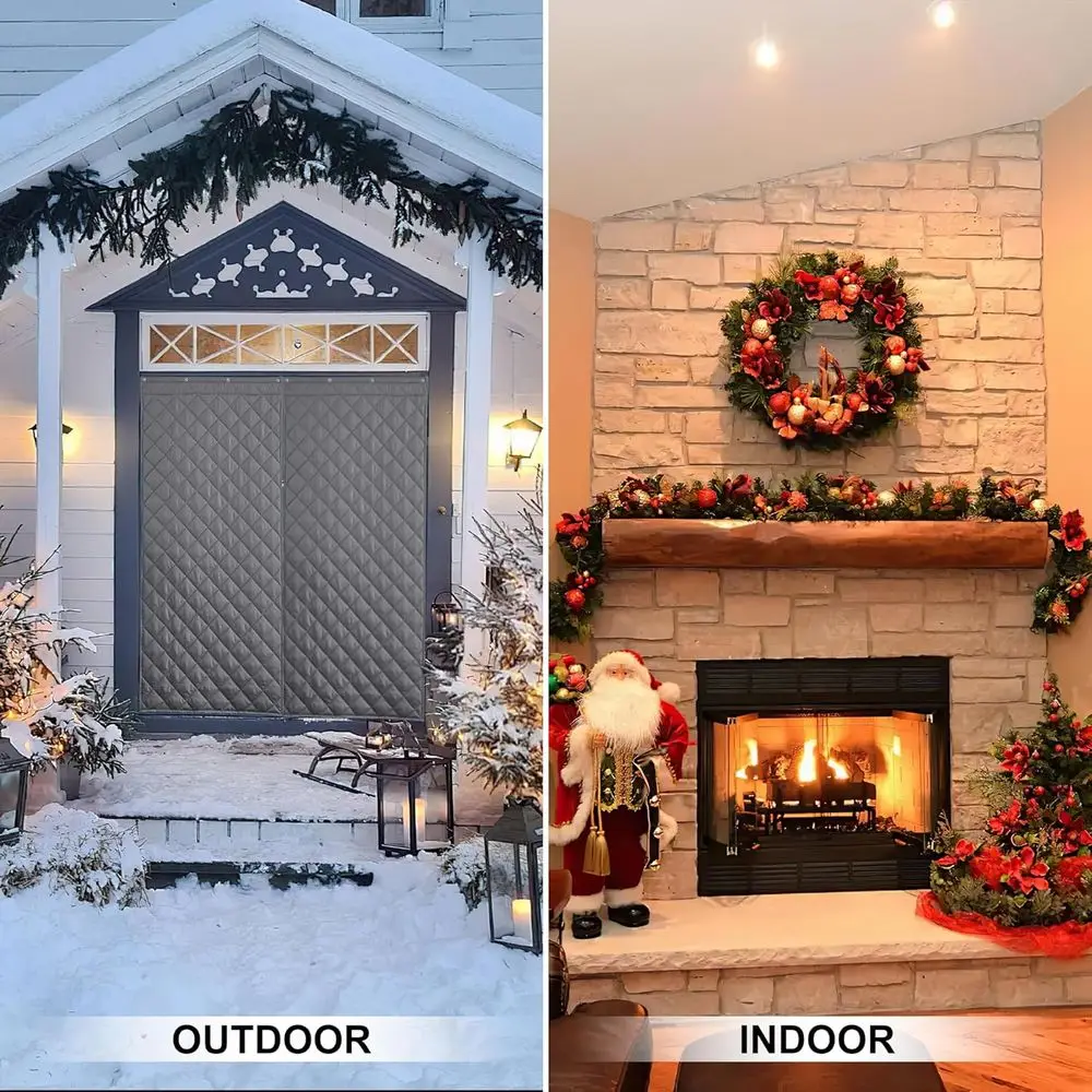 Winter Insulated Door Curtain - Grey, 36W x 86L, Oxford Cloth, Side Open, Windproof, Soundproof, Durable Divider