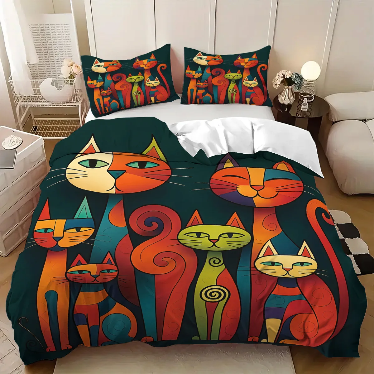

Cat 3D Print Bedding Set Modern Style Soft Duvet Cover Set King Queen Twin Size Birthday Gift for Bedroom Decor