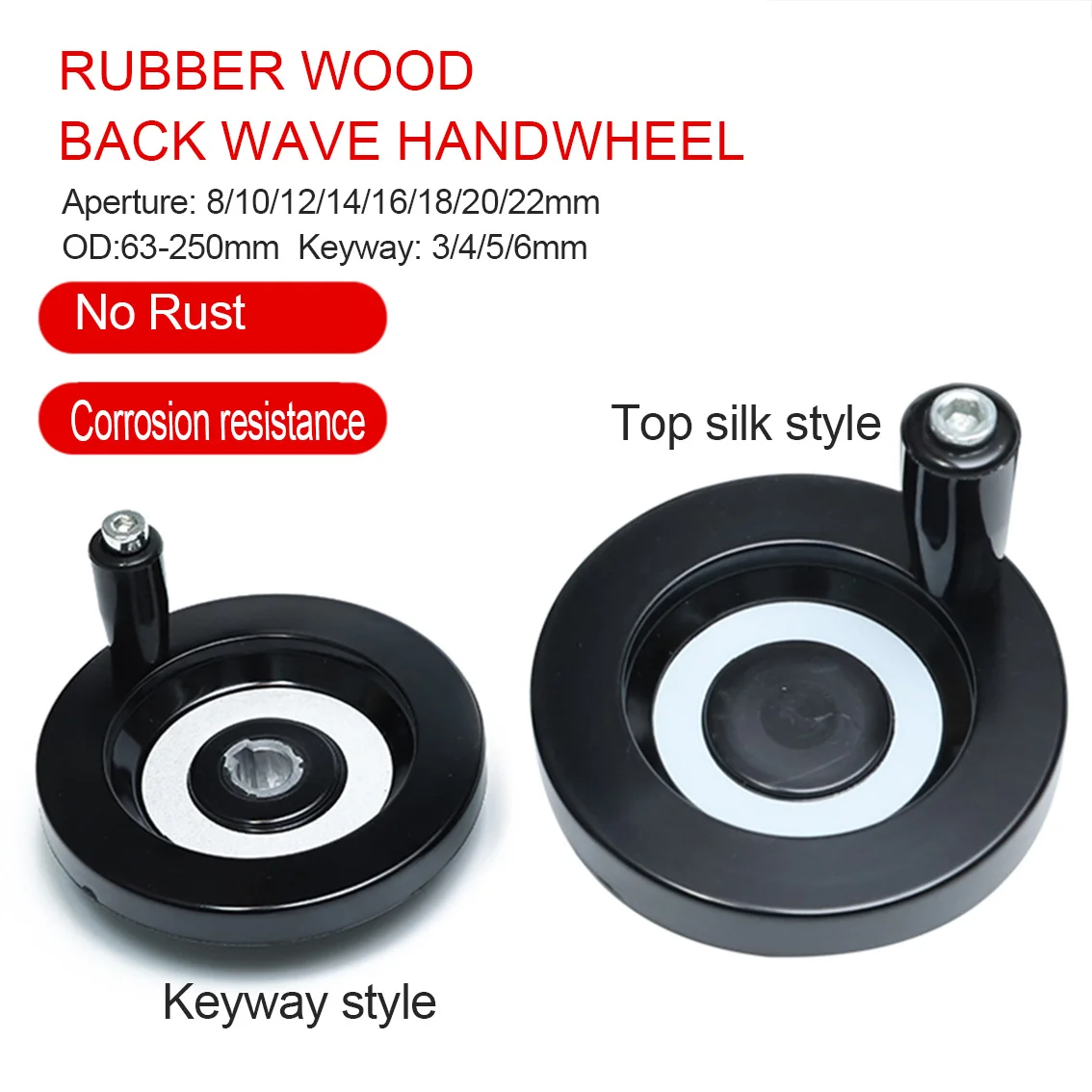 

1Pcs OD 63~250mm Bakelite Hand Wheel Keyway 3/4/5/6mm Galvanizing Handwheel for Milling Lathe Bore 8/10/12/14/16/18/20/22mm