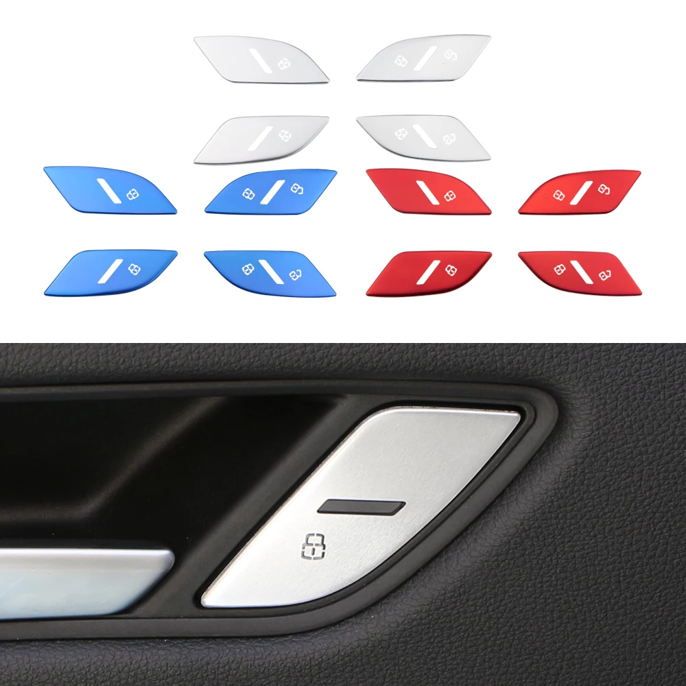 4Pcs Car Door Lock Button Switch Cover Sticker Sequins for Audi A3 8v 2013 2014 2015 2016 2017 2018 2019 Interior Accessories