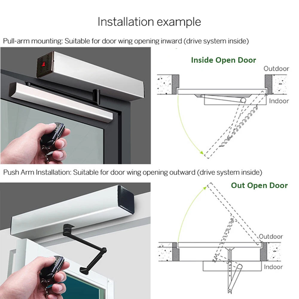 110V 220V Smart Electric Glass Door Wooden Door Automatic Door Operator Automatic Door Open Closed System With Remote Control