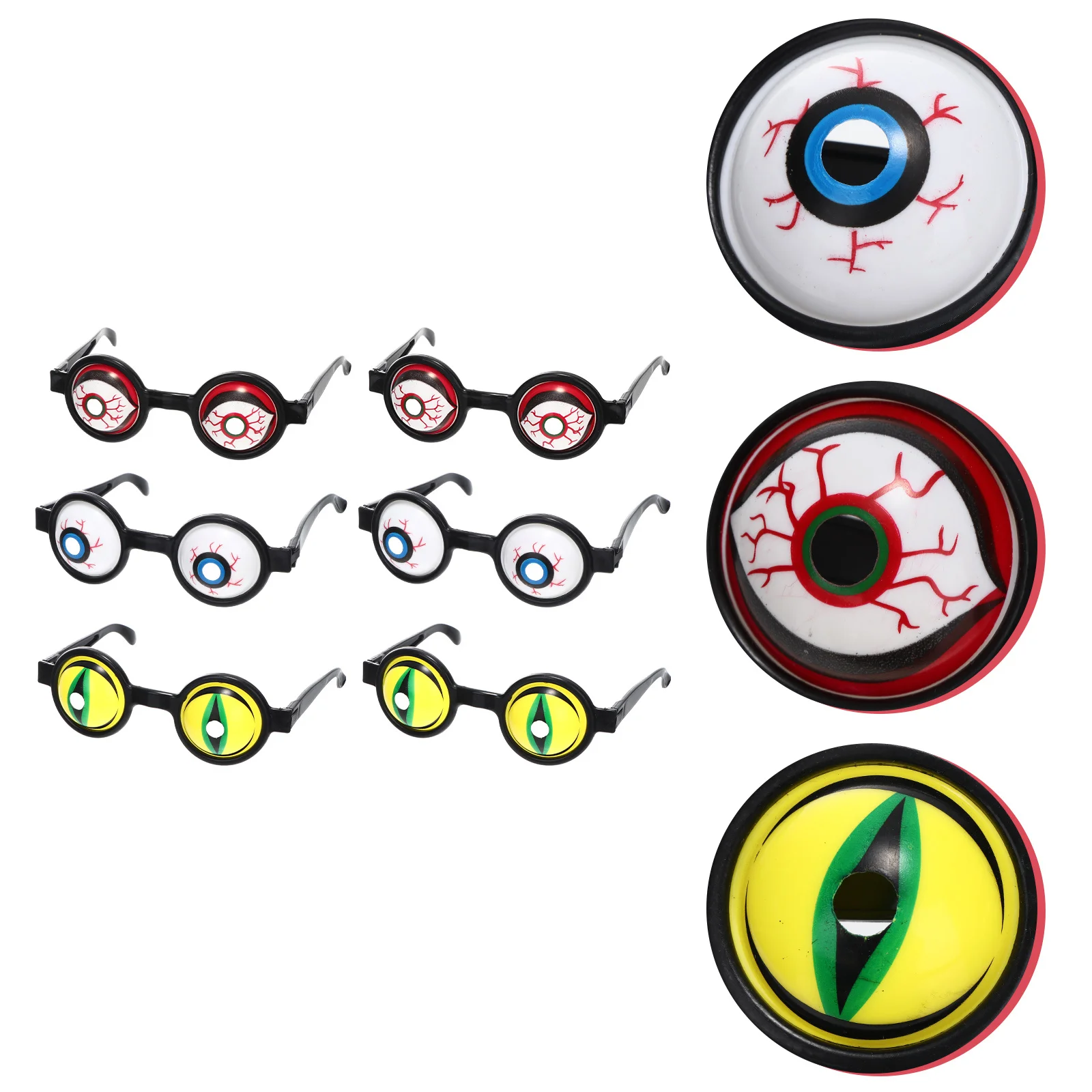 

6pcs Horror Glasses Bulging Eye Design For Halloween Party Eyeglasses Funny Props Creative Costume Accessories Scary Party