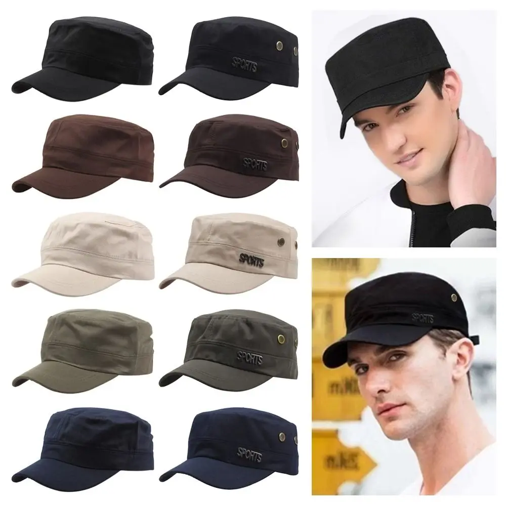 Vintage Army Hat Adjustable Classic Plain Cap Military Cadet Style Hat Breathable Sun Protection Camping Hiking Hats