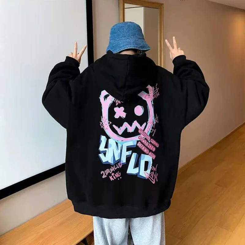 Black Male Clothes Manga Anime Hooded Sweatshirt for Men Graphic New Rock Off White Hoodies Winter in Novelty and High Quality S