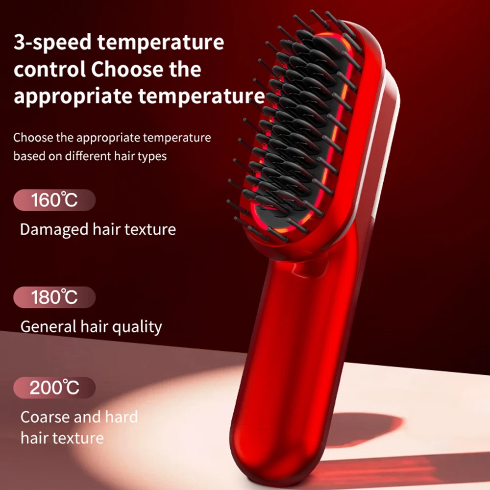 Red Light Massage Comb Electric Heated Vibration Massage Scalp Brush Smoothes Frizz Relieve Pressure Anti Hair Loss Hair Care