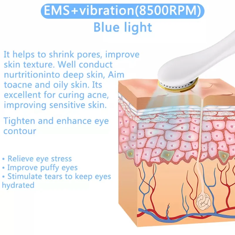 Spa Rugas Remover Máquina Microcorrente Vibrando Olhos e Rosto Massageador, Dispositivo de Levantamento da Pele Anti-Envelhecimento Galvânico Rejuvenescimento da Pele