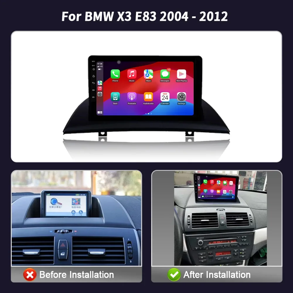 For BMW X3 E83 2004-2012 4G WIFI Car Radio Multimedia Player Navigation 2DIN Android Wireless CarPlay Screen Stereo