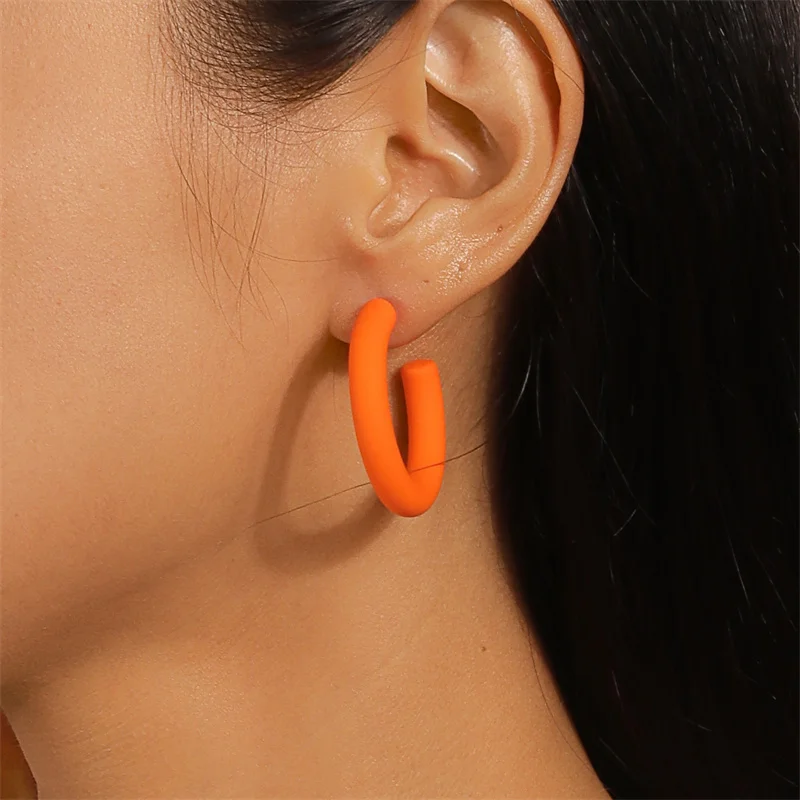 Aihua Koreanische Einfache Große Runde Hoop Ohrringe Für Frauen Bunte Geometrische Kunststoff Übertrieben Ohrring Trendy Ohrringe Schmuck – Detail 17