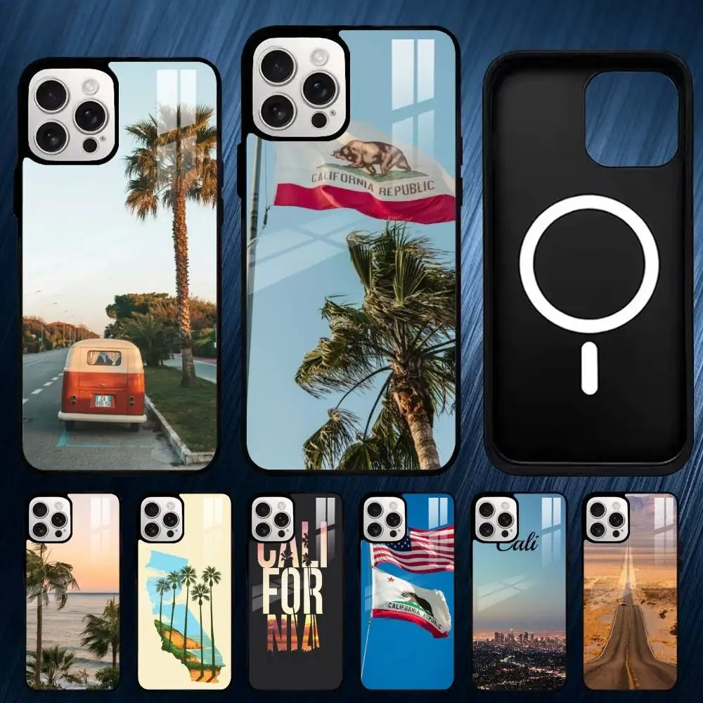 

S-State of California Phone Case For iPhone 17,16,15,14,13,12,11,Plus,Pro,Max Magsafe Magnetic Wireless Charging
