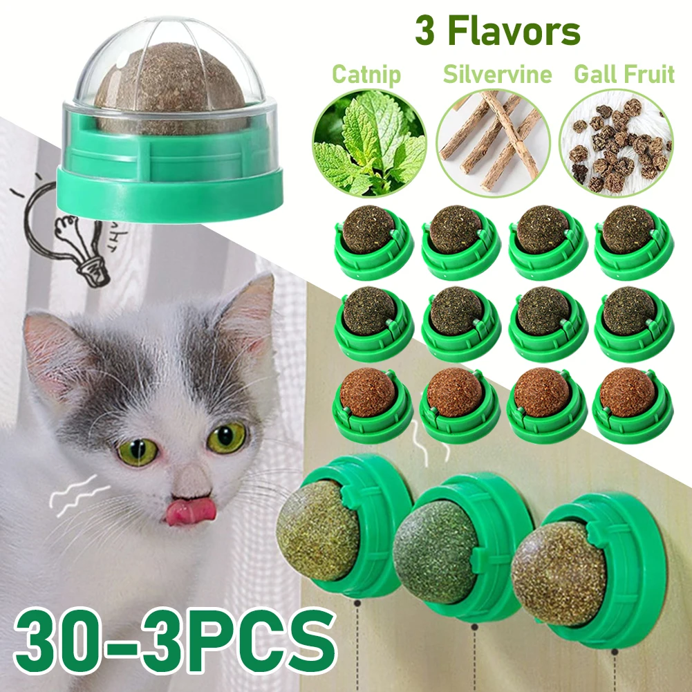 لعبة كرة على حائط النعناع البري الطبيعي للقطط ، حلوى ، كرات طبيعية صحية ، تعزيز الهضم ، وجبة خفيفة من أعشاب القطط ، 3-30 #1