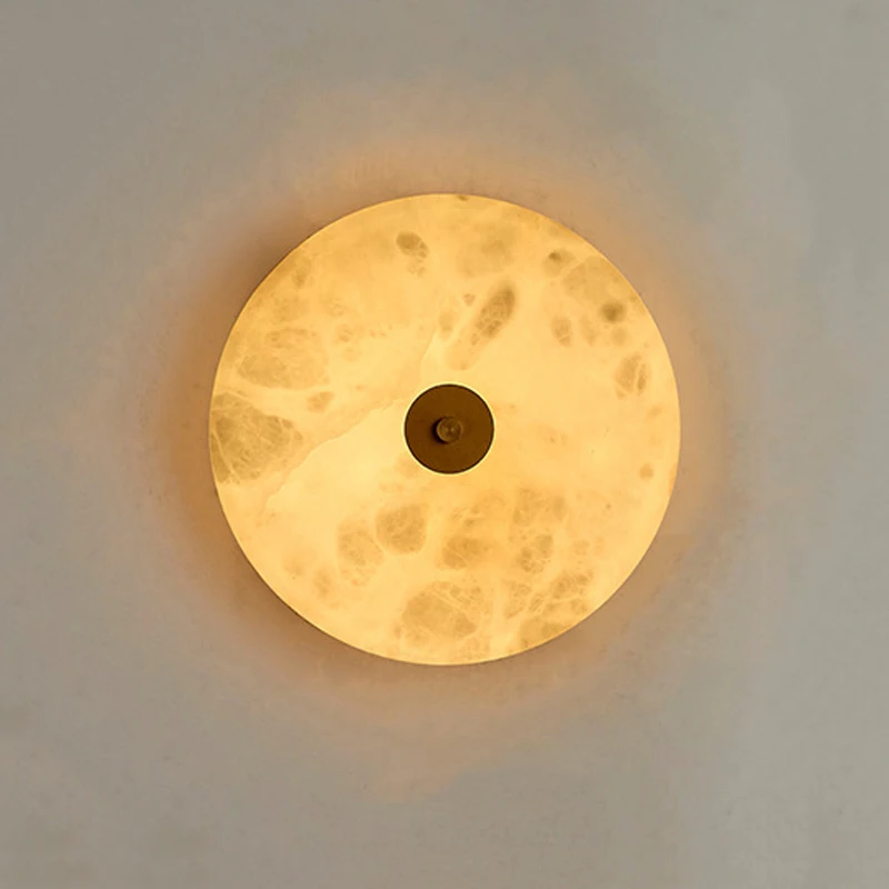 

20CM Round Marble Led Wall Light Living Dining Room Bedside Aisle Corridor Sconce Backlight Restaurant Hotel Decorative Lamp