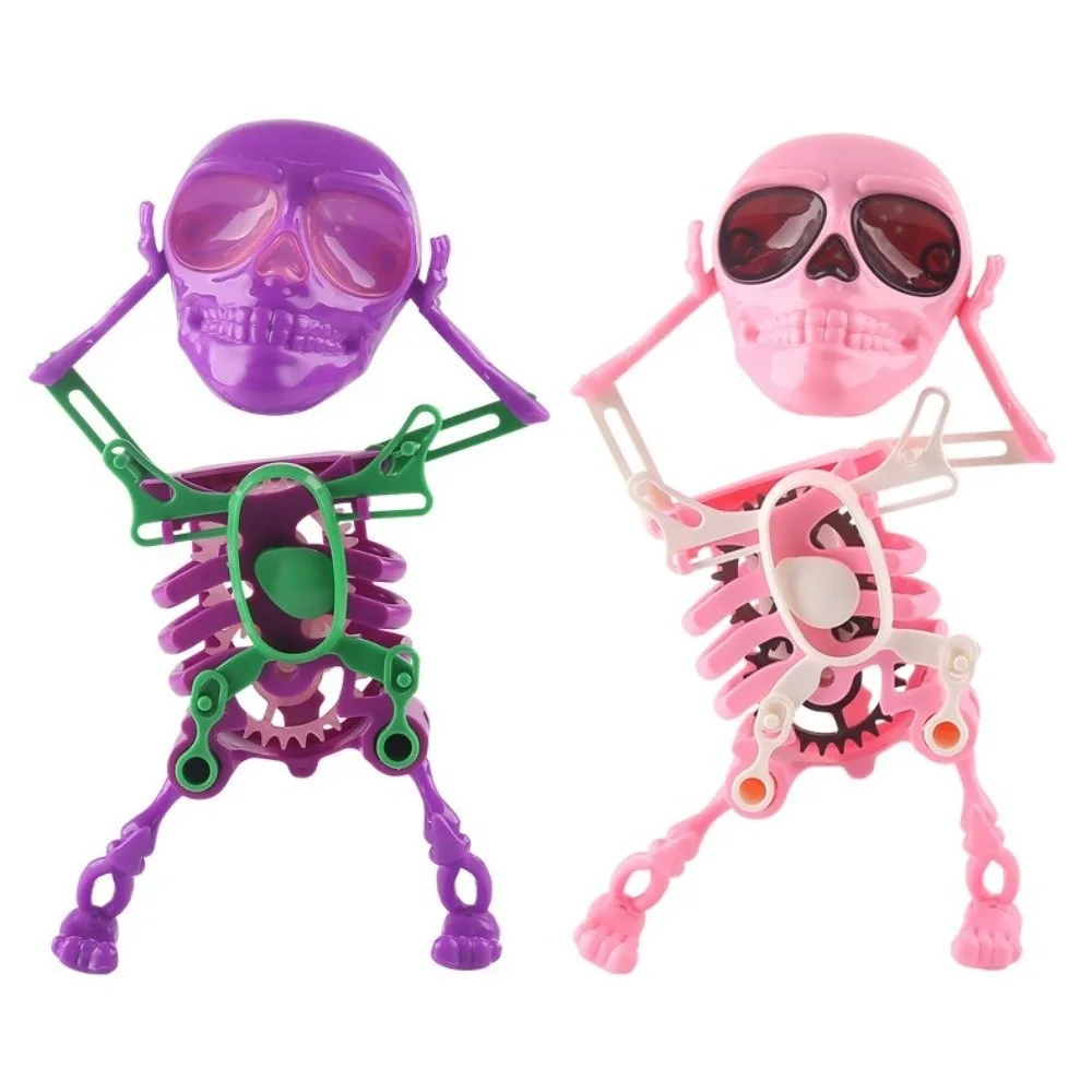Luminous Dancing and Swinging 3D Skull Toy with Music Stress Relief Wind Up Skeletons with Lights Articulated Flexible Skeleton