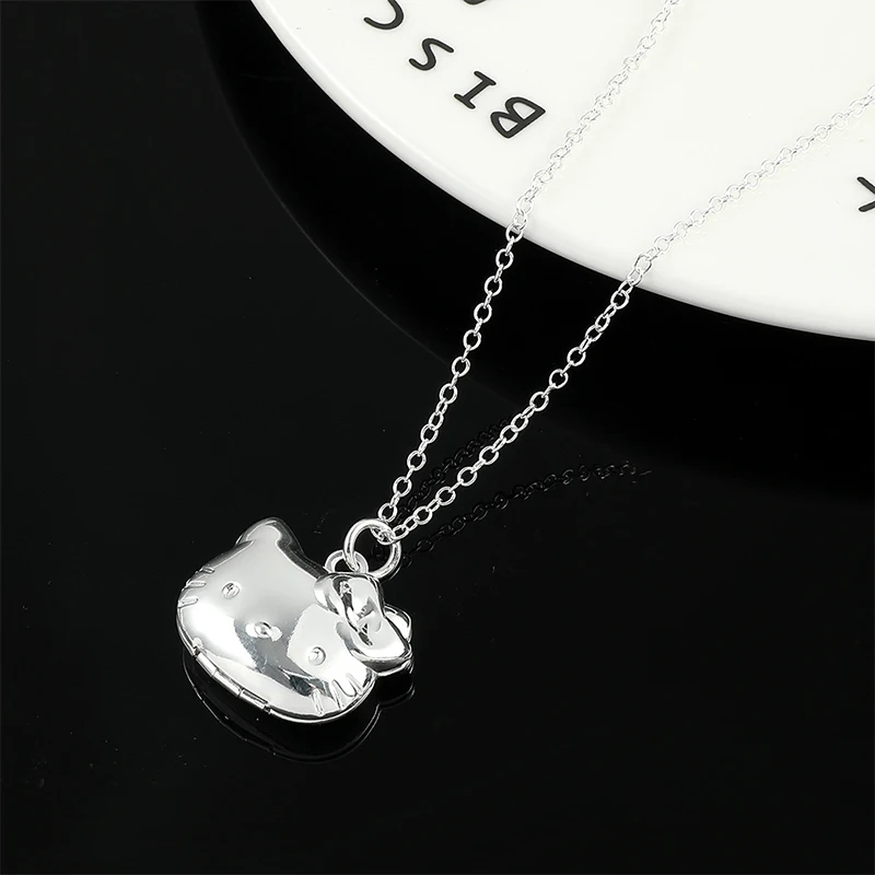 Y2k Hello Kitty Necklace Choker Chain Alloy Silver Crystals Female Bracelet Pendant Sanrio Collar Women Jewelry Gift Girls Toy