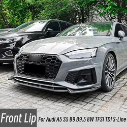 For 2020-2024 Audi A5 Sline S5 B9 B9.5 8W6 Car Front Bumper Splitter Lip BodyKit Protector Guard Exterior Tuning Accessories