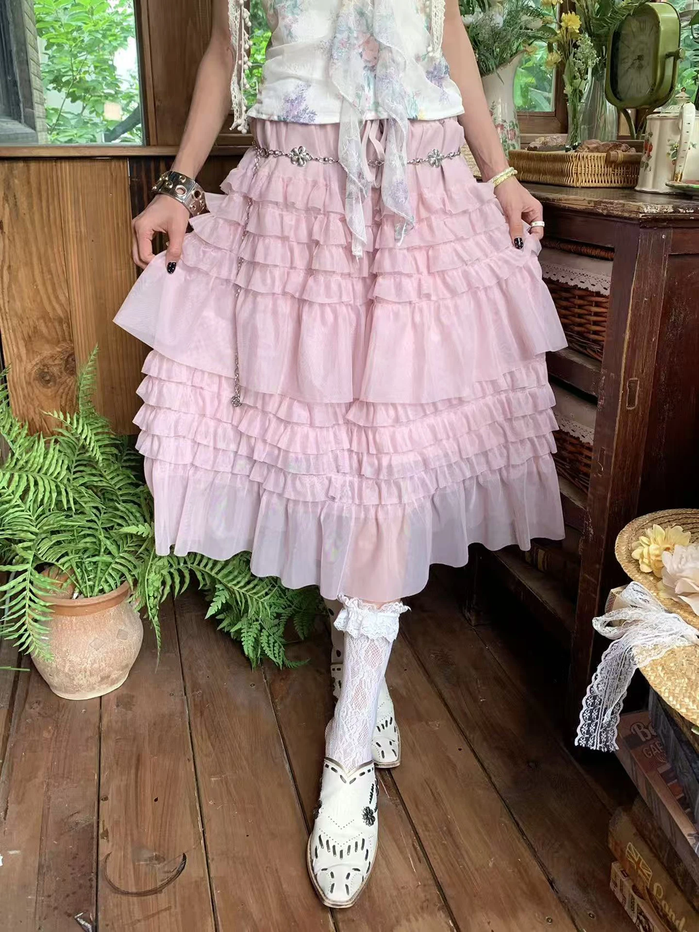High Waist Puffy Skirt with Mesh for Women Vintage Style Cake Skirt Bubble Design Cotton Material Non-Slip Semi-Formal Wear