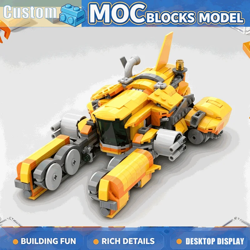 608PCS Yellow Salvage Space Cruiser Model Building Blocks DIY Creative Assembly Sci Fi Vehicle Educational Toy Collection Gift