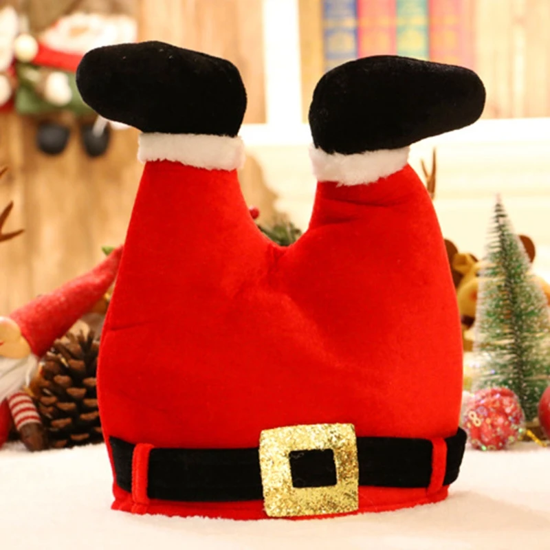 Christmas Hats Santa with Belt Xmas Hat Elf Coil Flannel for Adults Merry Xmas Revelry Holiday Costume Props Dropship