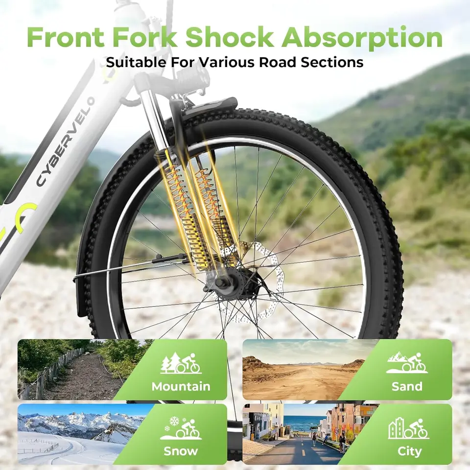 Cybervelo 750W Peak Electric Bike for Adults,up 80 Miles Removable Battery Ebike, 26" Electric E Bike with 7-Speed,Adult Electri image 22