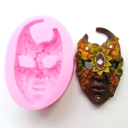 PRZY Mold Silicone Leaves Mask Pendant Woman Face 3 Styles Mould Home Decorations Aroma Stone Molds Silicone Rubber Eco-friendly