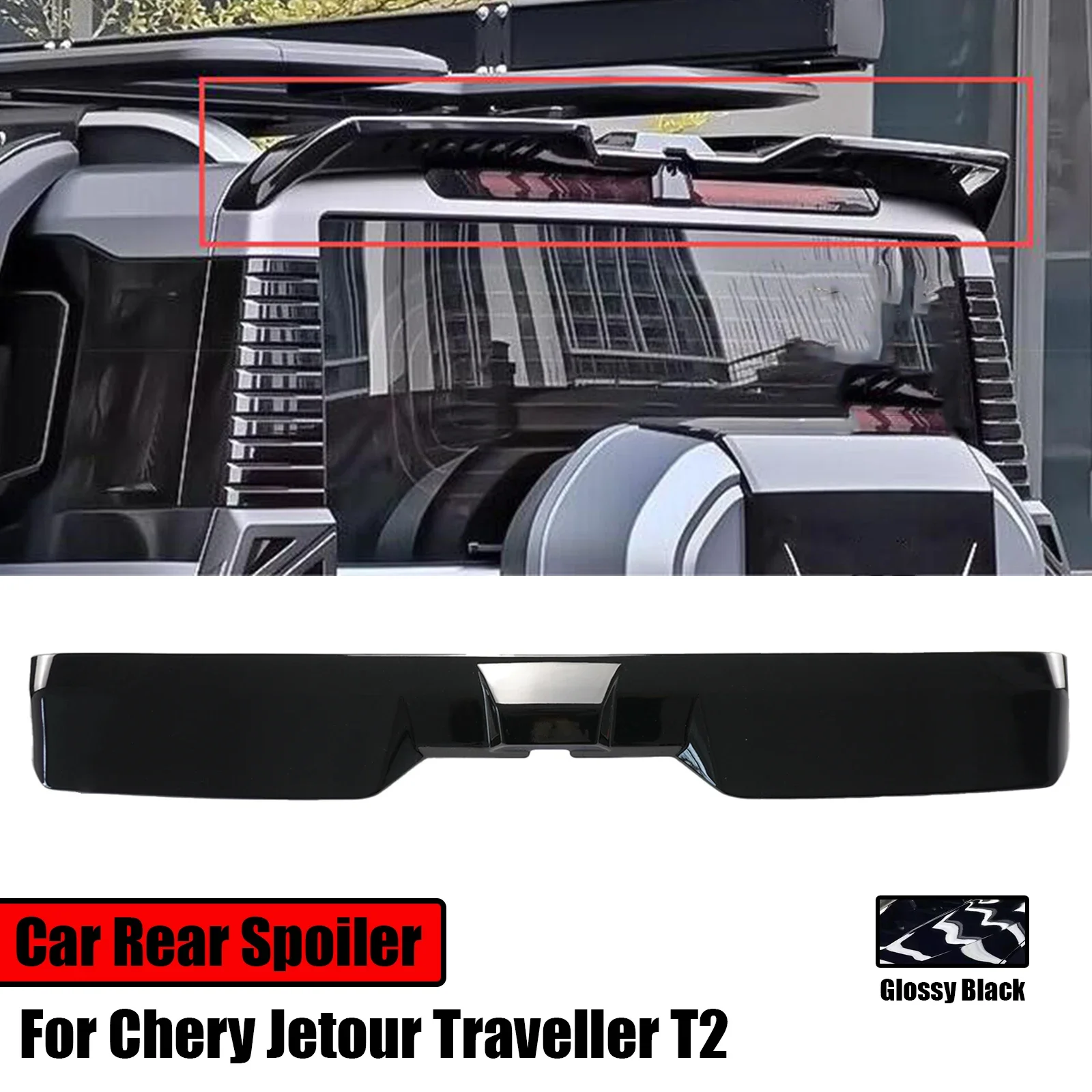 Car Rear Spoiler For Chery Jetour Traveller T2 2023 2024 Accessories Tail Wing Diffuser Trunk Lip Splitter Glossy Black Body Kit