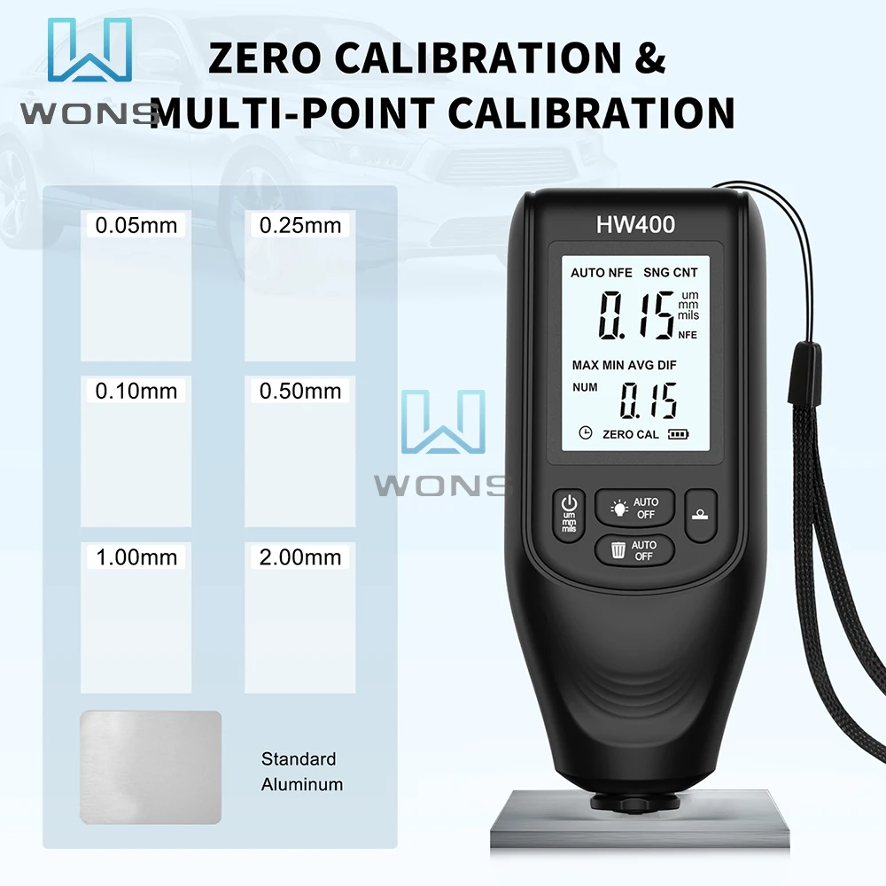 HW-400Car Paint Meter Paint LCD Thickness Gauge Car Coating Thickness Meter for Used Car Buyers Paint Thickness Meter Gauge Auto