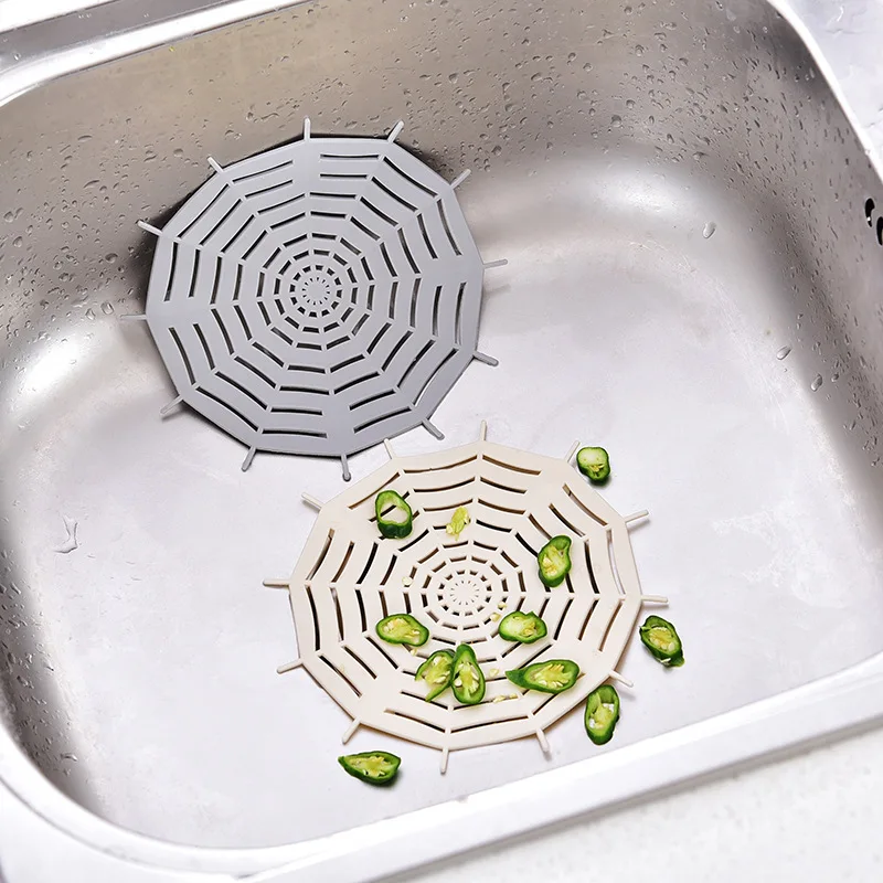 Spider Shaped Kitchen Sink Filter Screen Creative Anti Clogging Floor Drain Cover with Suction Cup Silicone Filter