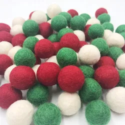 Christmas Felt Balls Red Green White 100pcs 8mm DIY Felted Pom Pom Garland Wool Balls