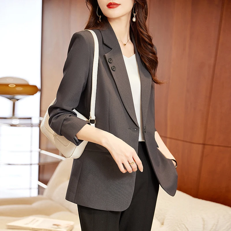 

Newest 2024 Designer Classic Design European Style Spring Fall Slim OL Black Blazer High Quality Women Office Fashion Blazer