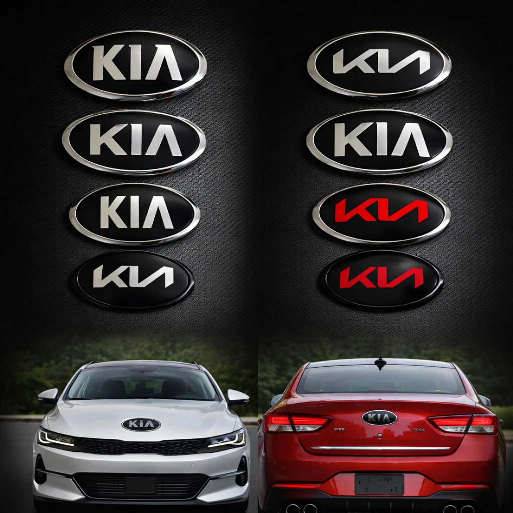 1pcs newest kia ABS 17cm 15cm 13cm 11.5cm 3D Car Front logo Rear Bumper tail door trunk sticker car Emblem styling Accessories