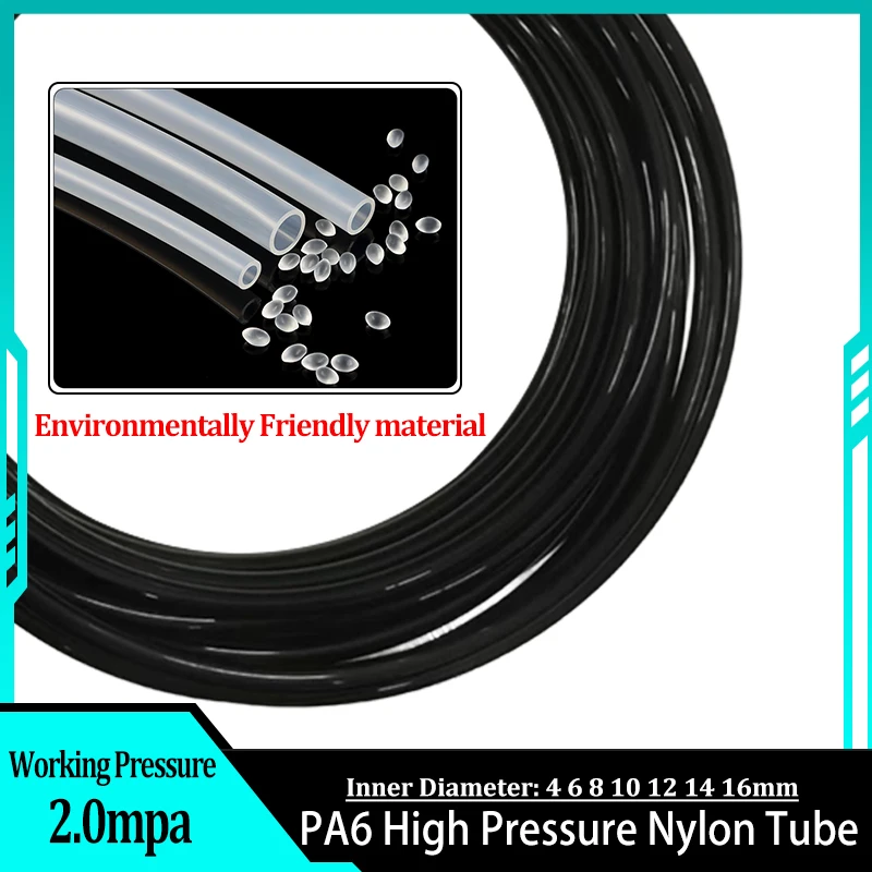 

1~10M PA6 High Pressure Nylon Tube 4 6 8 10 12 14 16mm Rigid Polyamide Pipe Line Air Tubing for Compressor Component Pneumatic