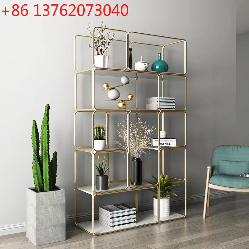 

Living room shelf partition Nordic wrought iron bookshelf entrance floor storage