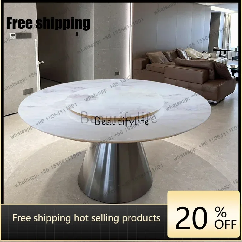 Factory Customization  Rose luxury stone dining table modern simple small apartment marble round dining table
