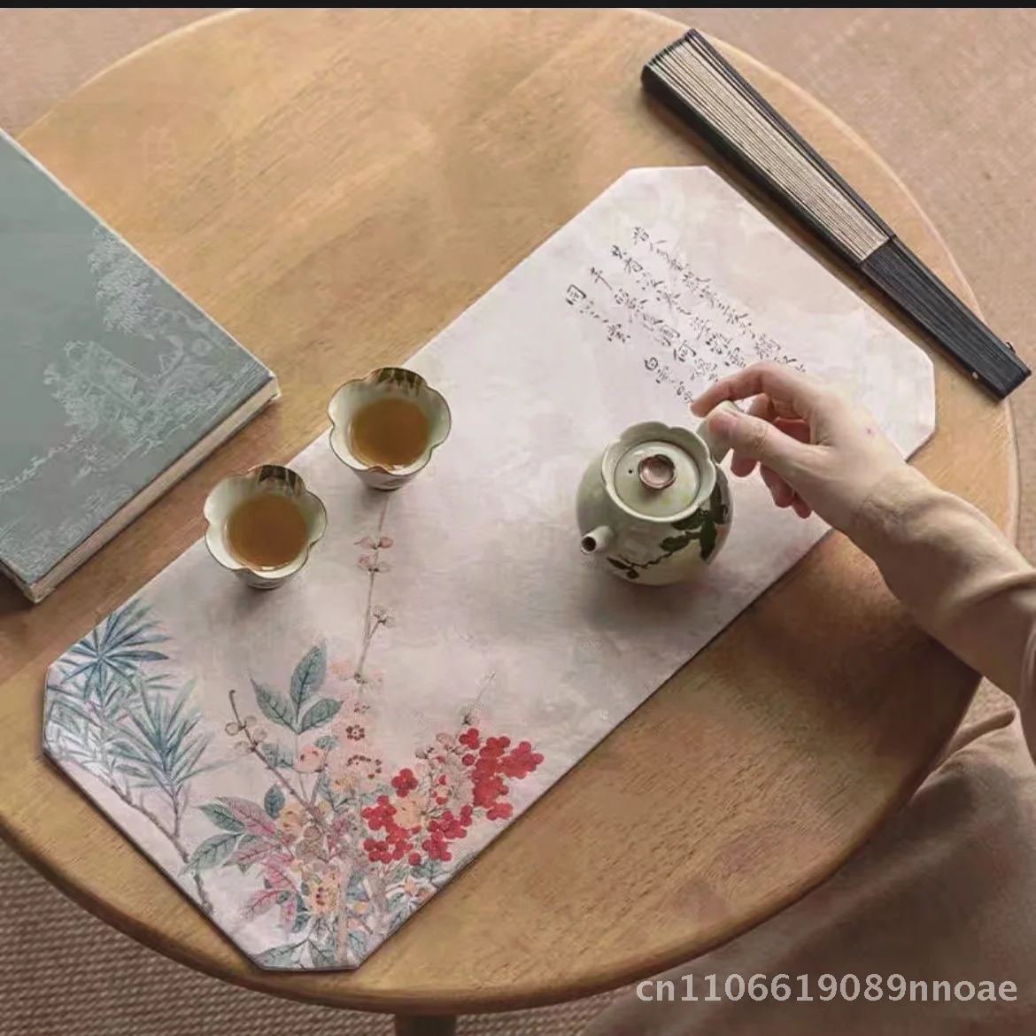 

Двусторонний китайский коврик для чайного стола в стиле дзен, теплоизоляционная водонепроницаемая ткань, искусство, полиэстер, смесь хлопка, пейзажный мотив 48x22 см