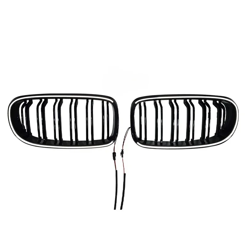 Voor Bmw 3 Serie Gt F34 2012-2020 Dubbele Lijnen Fromt Bumper Nier Racing Led Licht Grille Lamp Grill glanzend Zwarte Auto Styling - afbeelding 1
