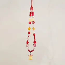 Original Trendy Red Bead Apple Star Phone Charm Unique Camera Strap Keychain Colourful Lanyard Pendant for IPhone 15 Pro