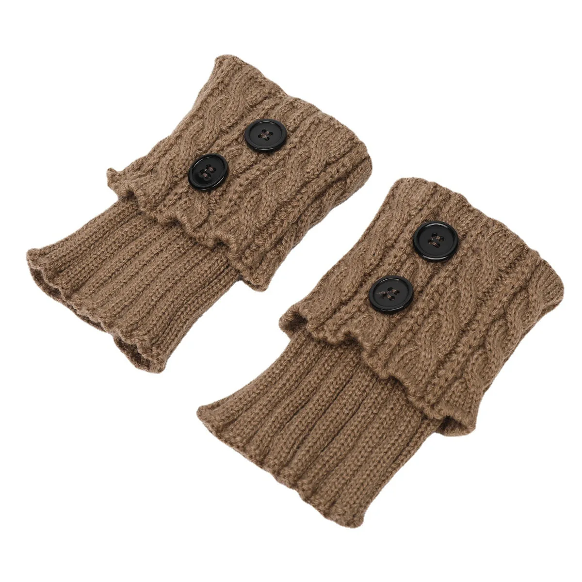 New Wool Warm Boots Foot Cover Women's Autumn Winter Knitted Twist Button Short Leg Guards Knee Socks Cover Legs Warmer