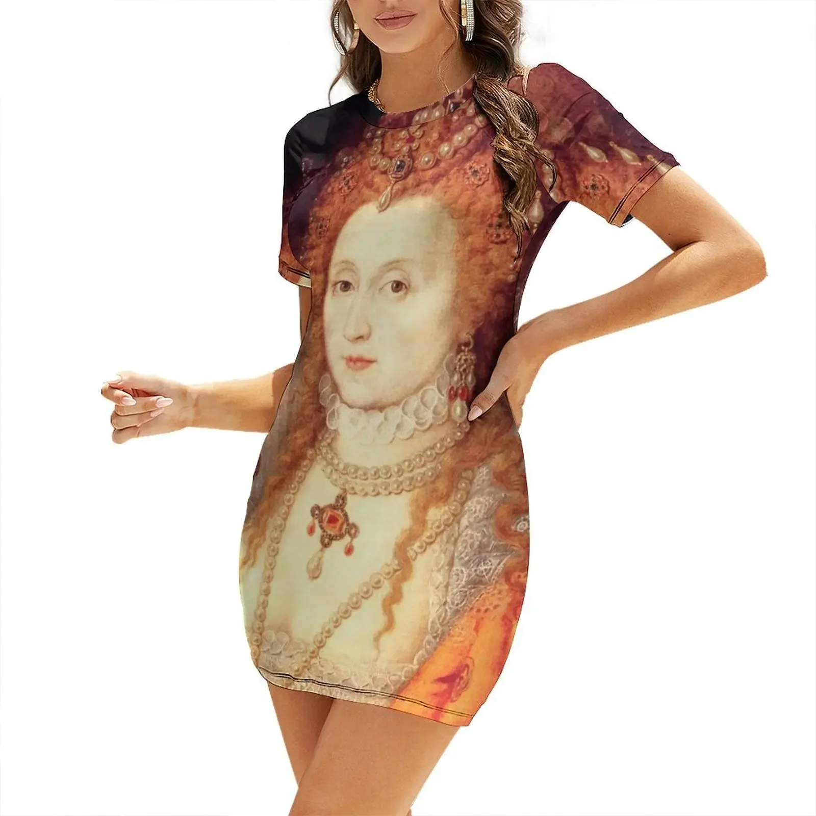 

Elizabeth I Portrait Short-Sleeved Dress evening dresses women Bridesmaid dress woman Female dress Women's long